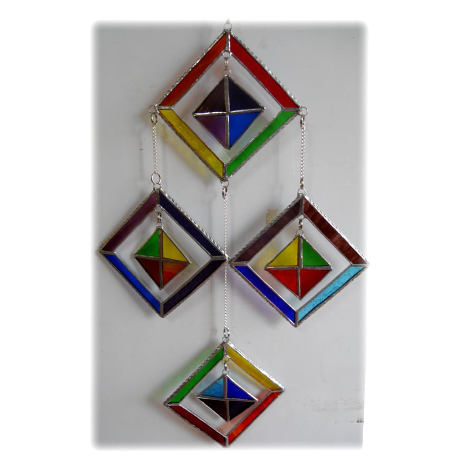 Rainbow Mobile Stained Glass Suncatcher 4-Square 