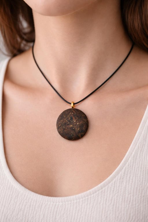 Handmade Polymer Clay Pendant Necklace, 40mm Artisan Boho Jewelry