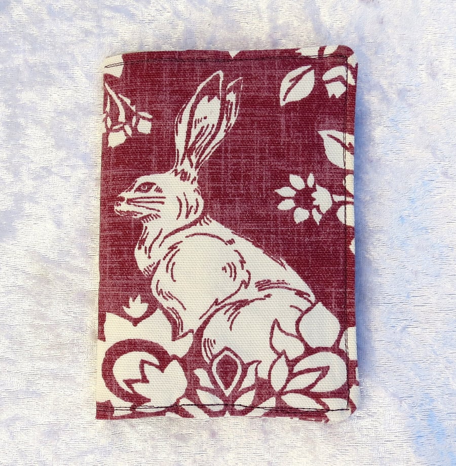 Passport Cover.  Passport sleeve.  Hare design.
