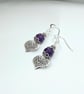 Silver and Amethyst Heart Earrings - Image 9