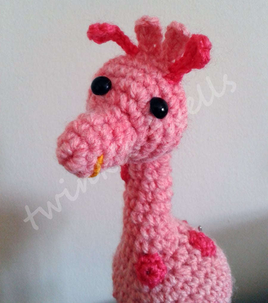 Crochet Giraffe - pink stuffed animal - Folksy