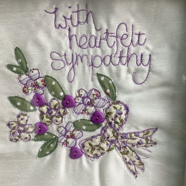 With heartfelt sympathy.Freehand embroidered picture.