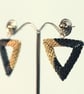 Gold and Black Triangle Beaded Earrings - Image 2