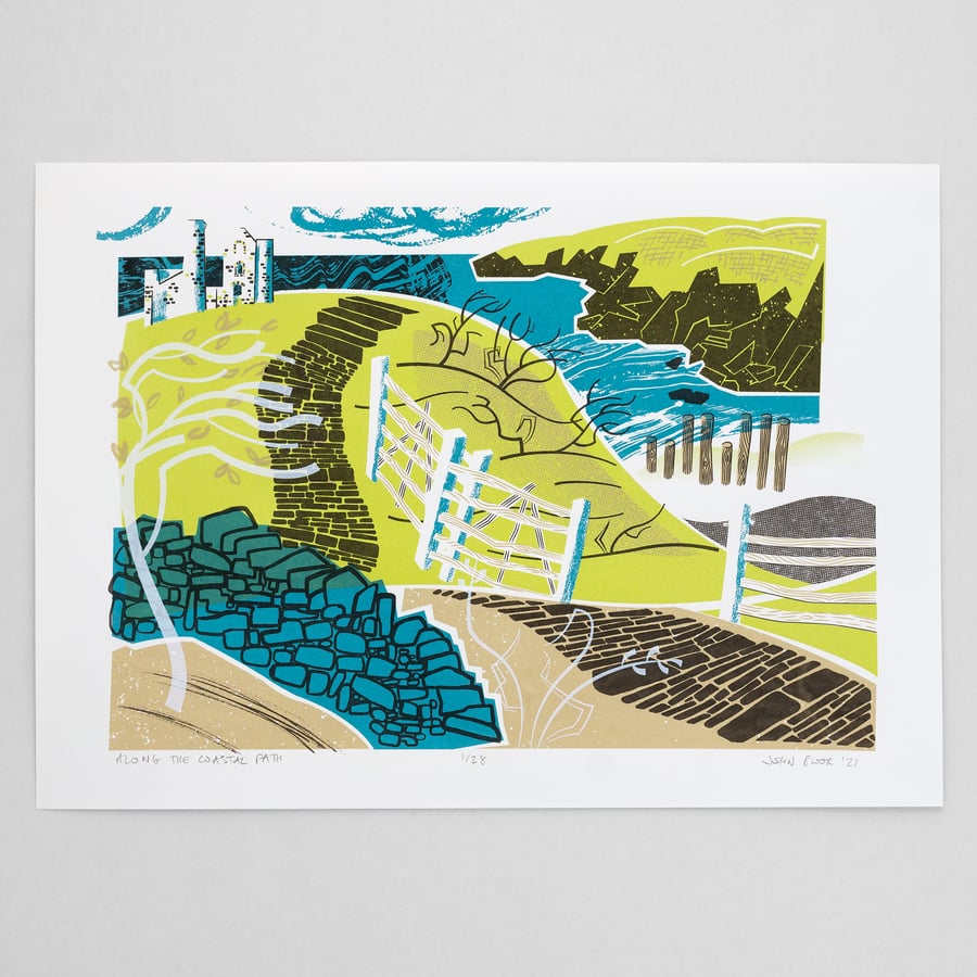 "Along the Coastal Path" limited edition hand pulled screen print