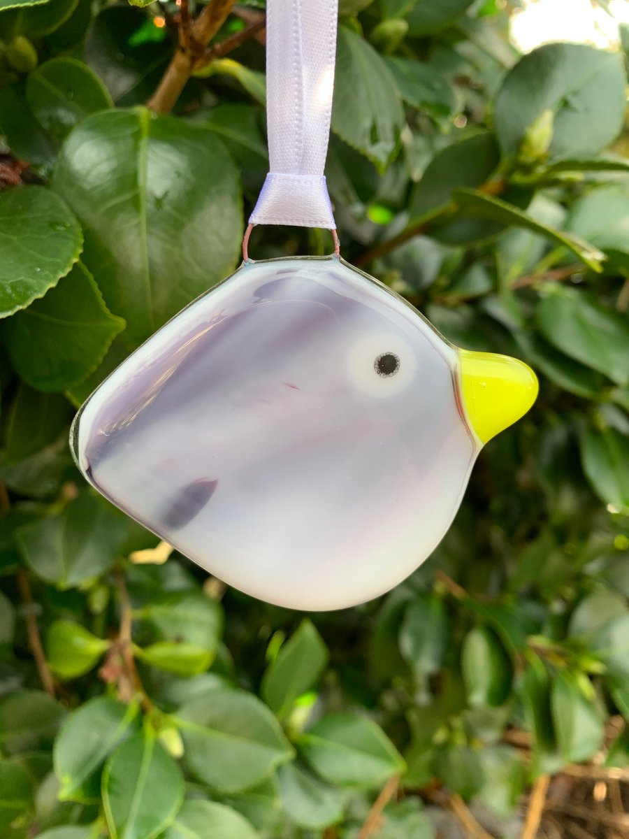 Grey Fused Glass Bird