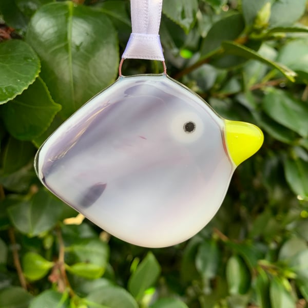 Grey Fused Glass Bird