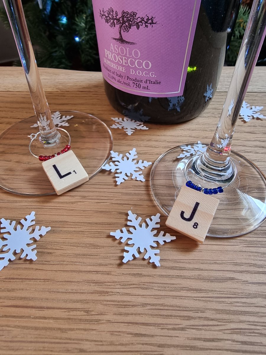 Scrabble wine glass charm wooden monogram wine charm scrabble tile initial 