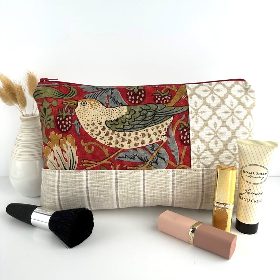 Large Make up Bag with William Morris Strawberr... Folksy