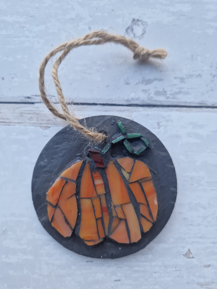 Mosaic Pumpkin on Slate 