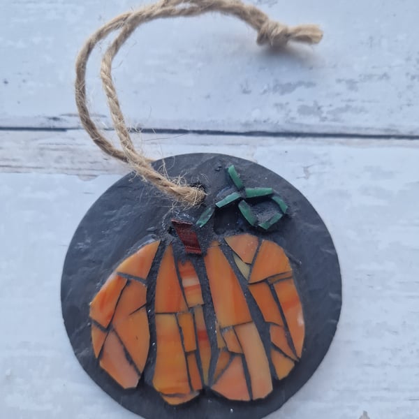 Mosaic Pumpkin on Slate 