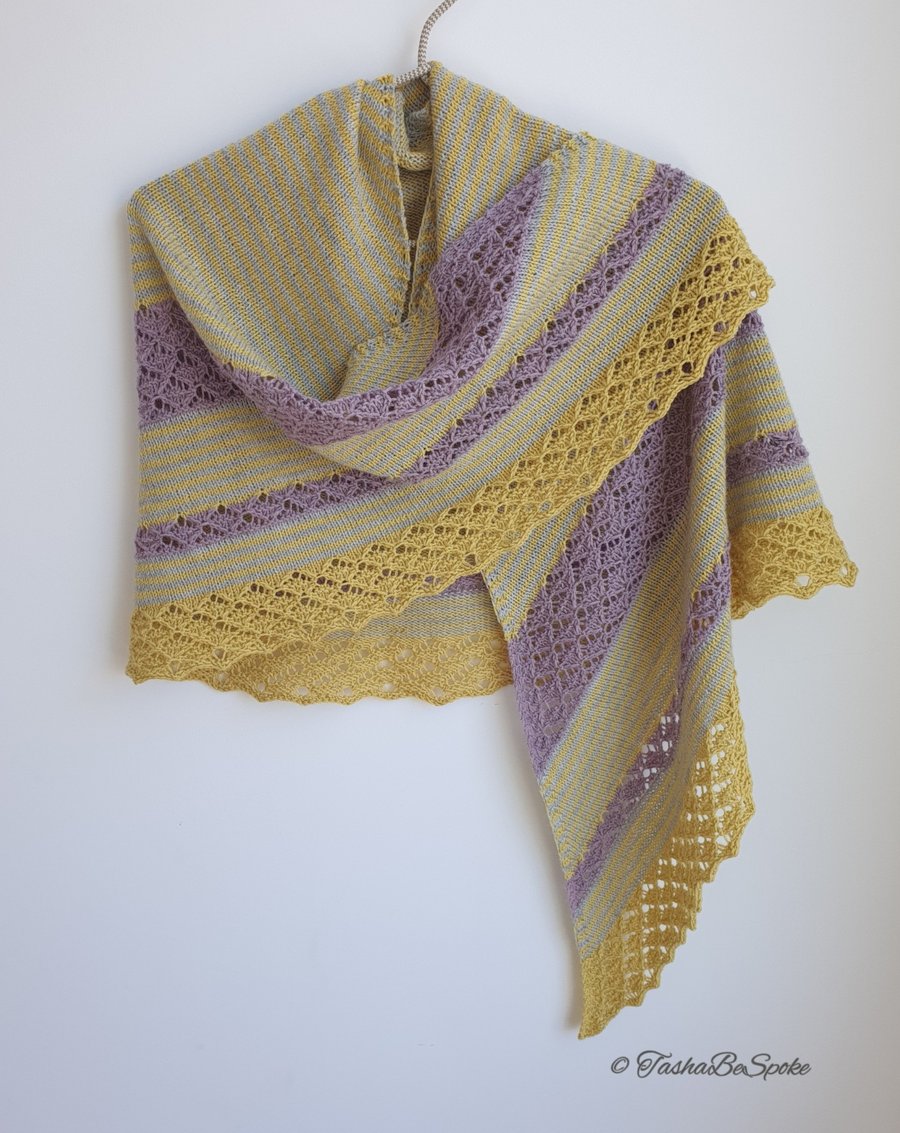 Hand knitted merino wool shawl, Wedding shawl, Semi-circular women scarf