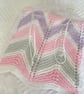 Pink, lilac, grey and white striped baby blanket in 100% cotton  - Image 1