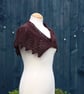 Natural black Shetland wool & cerise cotton lace edged scarf shawl - design S122 - Image 5