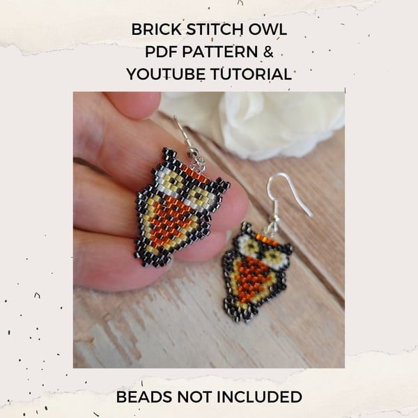 Digital Pattern for Beadwork Owl Earrings