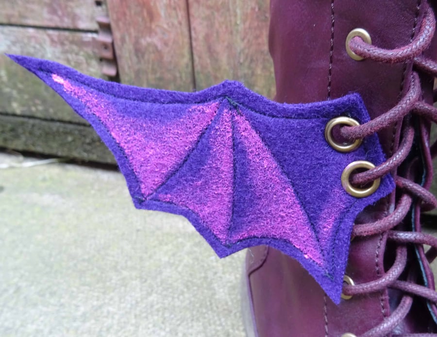 Steampunk Fabric Boot Wings Bat Wings Purple Pink Cosplay