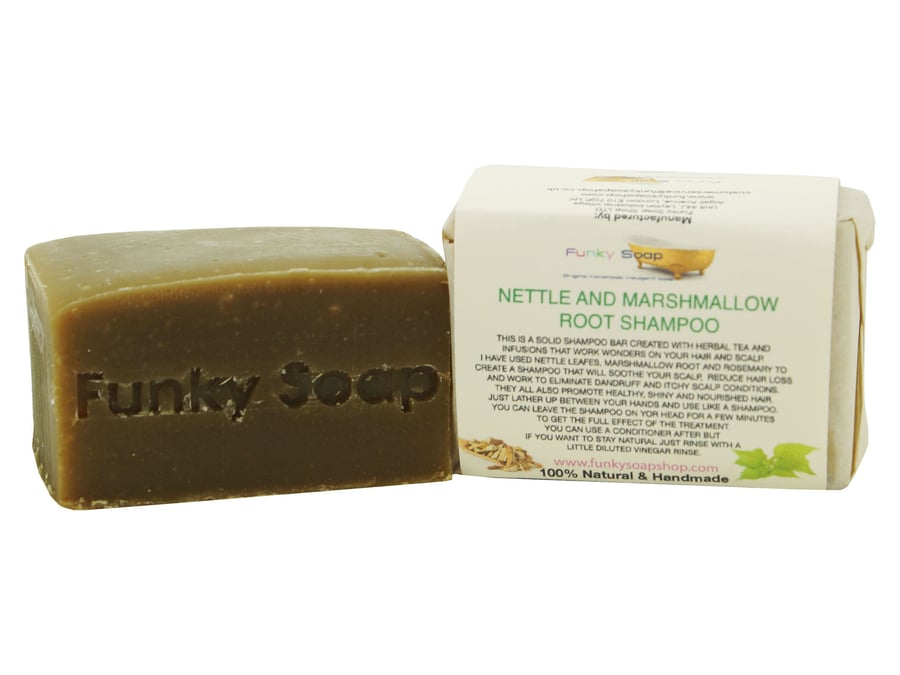 1 piece Nettle and Marshmallow Root Shampoo Bar 100% Natural Handmade 120g