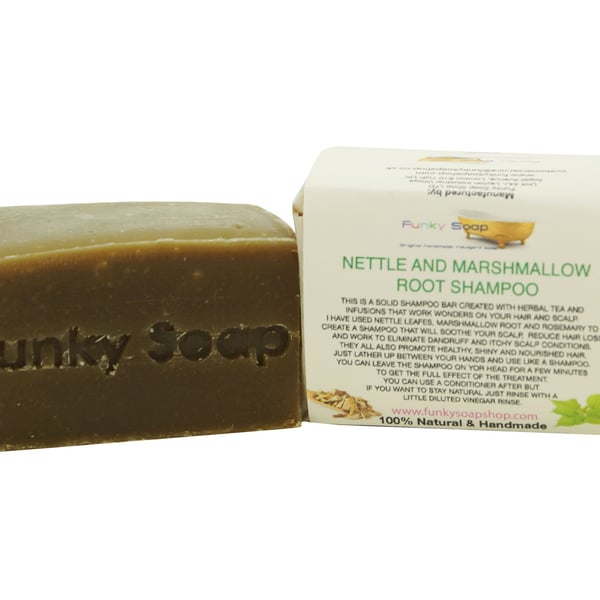 1 piece Nettle and Marshmallow Root Shampoo Bar 100% Natural Handmade 120g