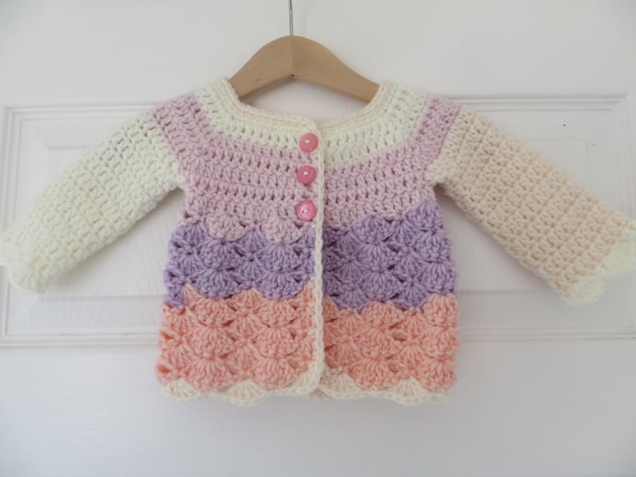 Baby Girl Warm Cardigan, 0-3 Months Matinee Jacket, Colourful Unique Sweater