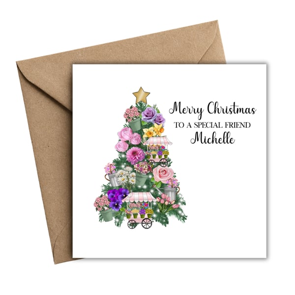 Florist Christmas Tree Merry Christmas Card