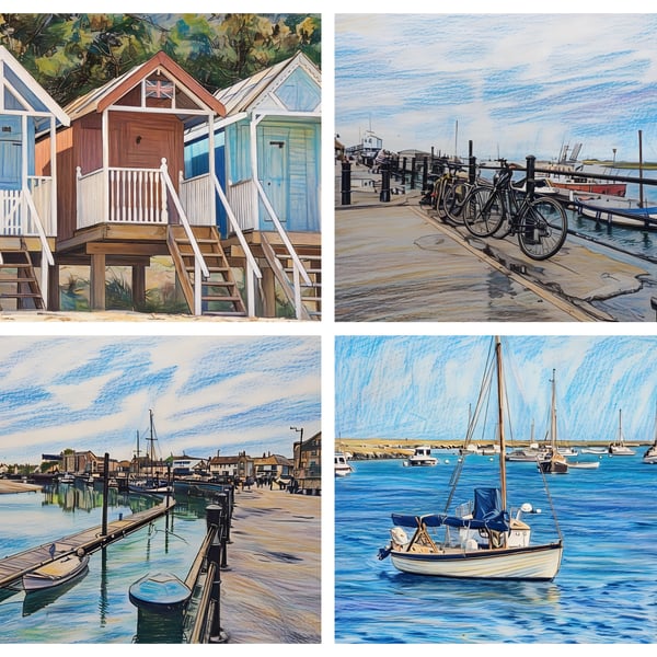 Pack of 4 Mixed Cards A5 Wells-Next-Sea Norfolk Coast 