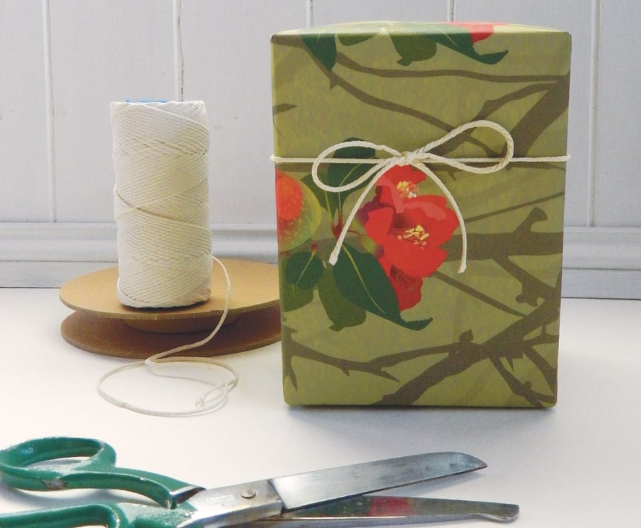 SALE - Japanese Quince Gift Wrapping Paper - Pack of FIVE Sheets