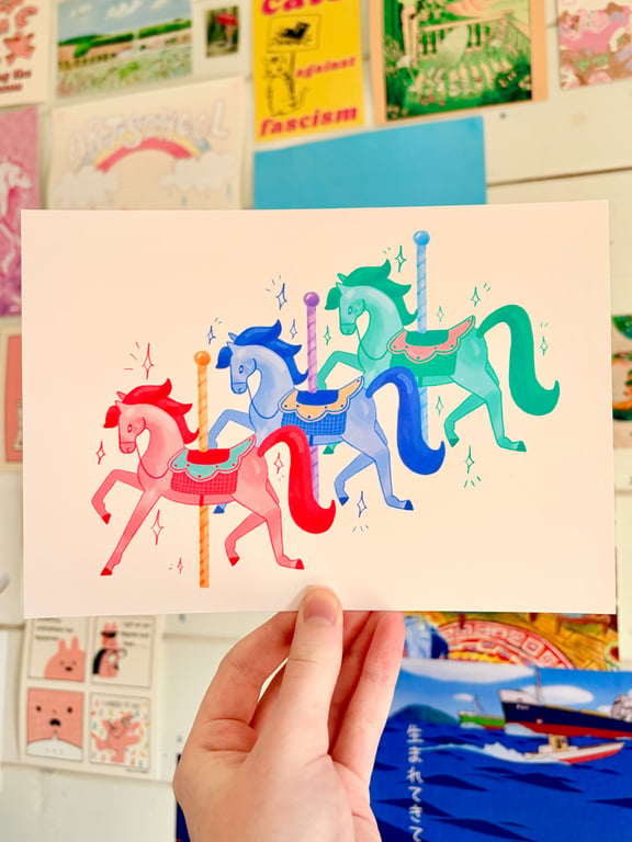 Carousel Horses A5 print