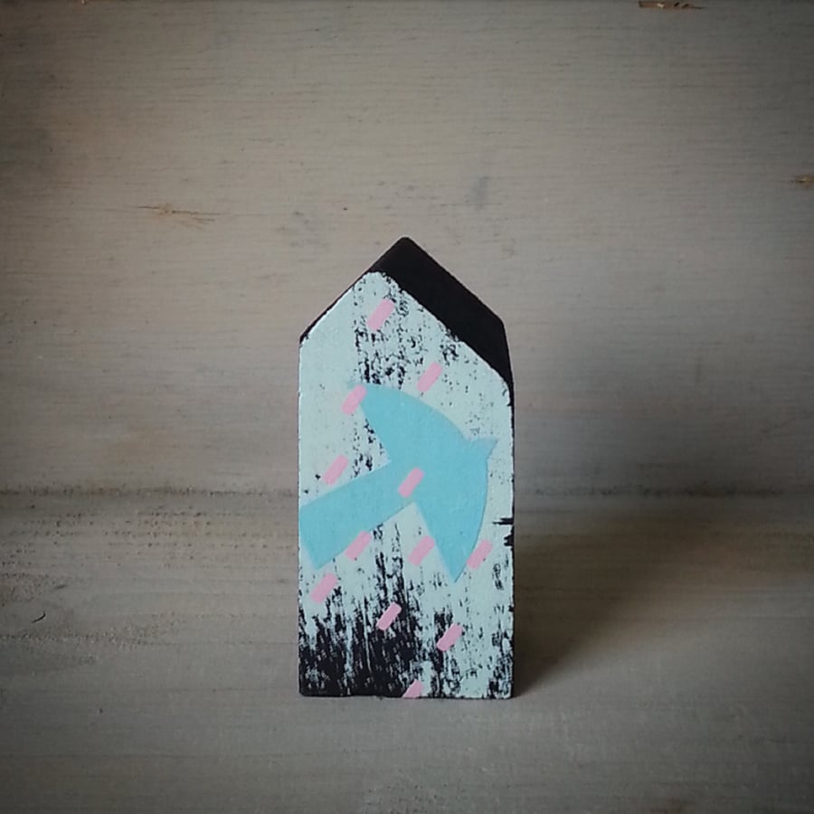 Miniature Wooden House, Little Painted House, House Ornament, Housewarming Gift