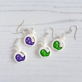 NEW Halloween Witches Brew potion earrings, choose your colour