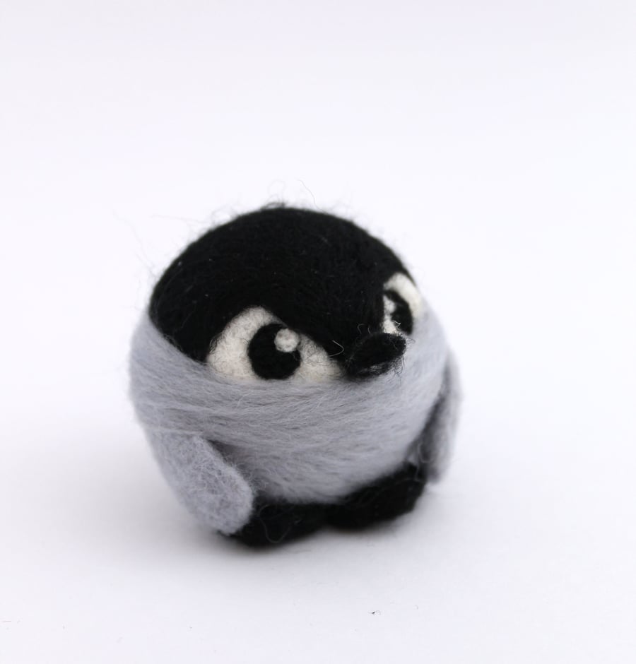 Needle Felted Baby Penguin Ornament