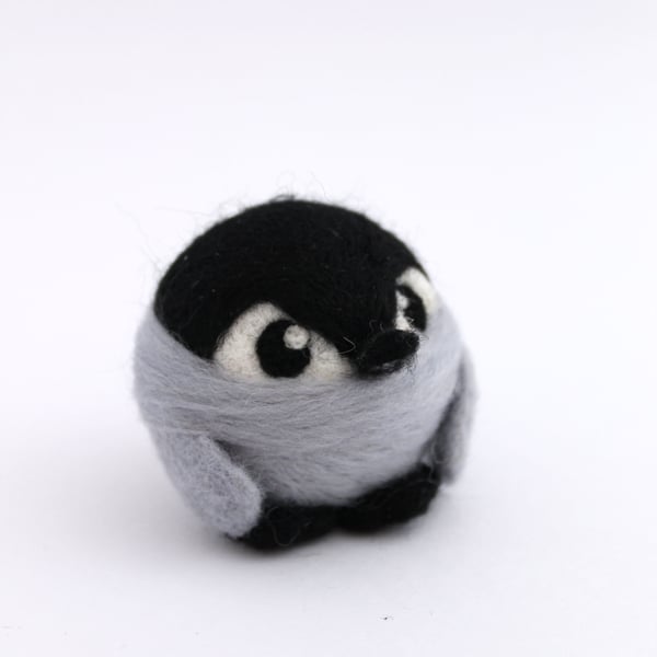 Needle Felted Baby Penguin Ornament
