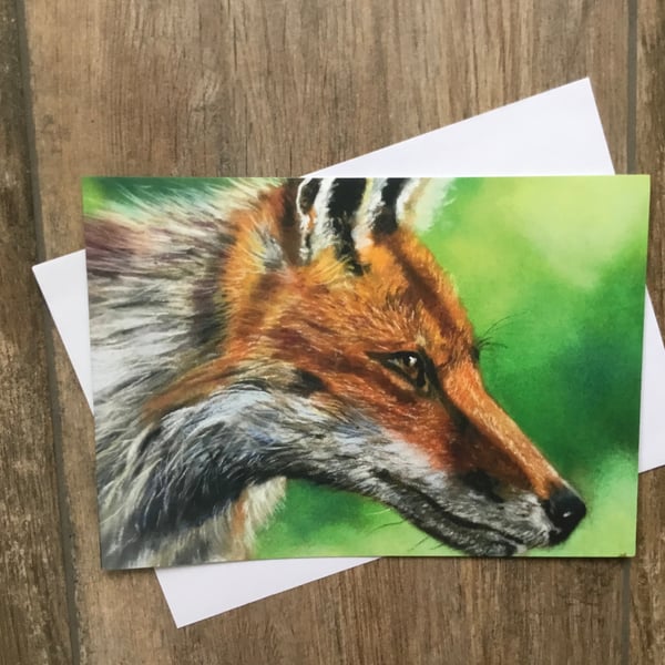 Stunning large fox greeting card by UK artist Janet Bird
