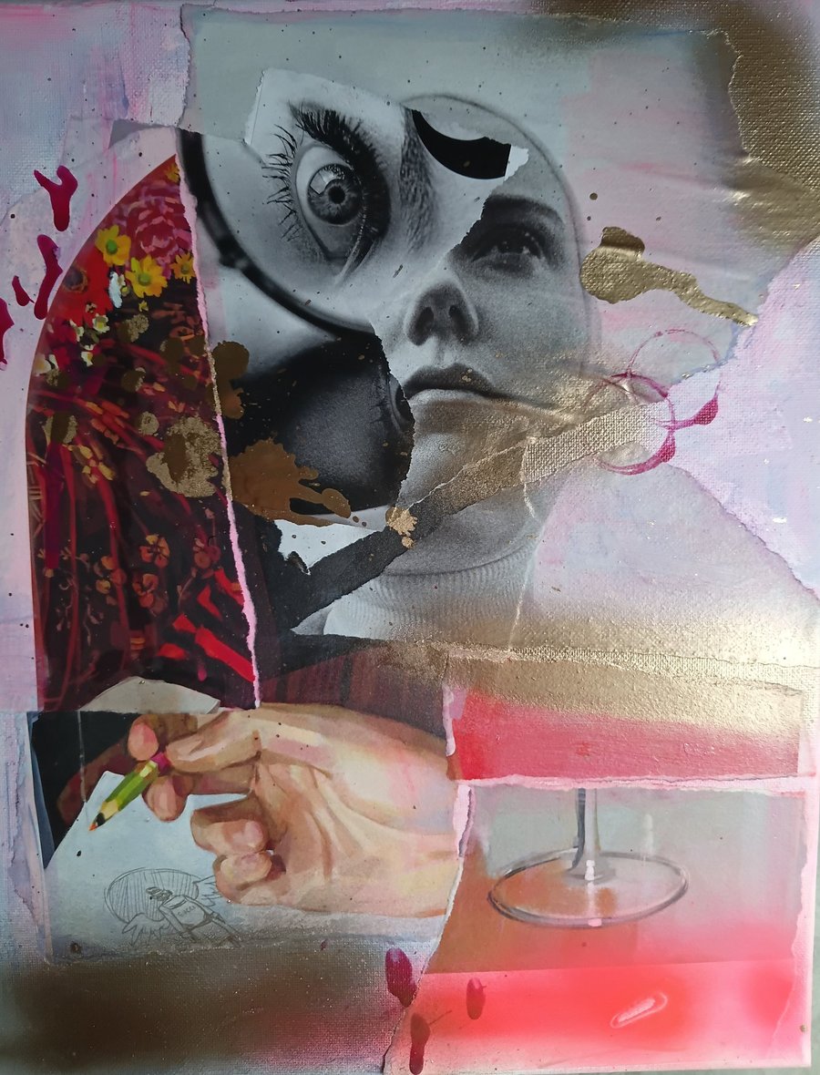Pieces of Red. Seeing and Creating. 28cm on 35cm - Folksy