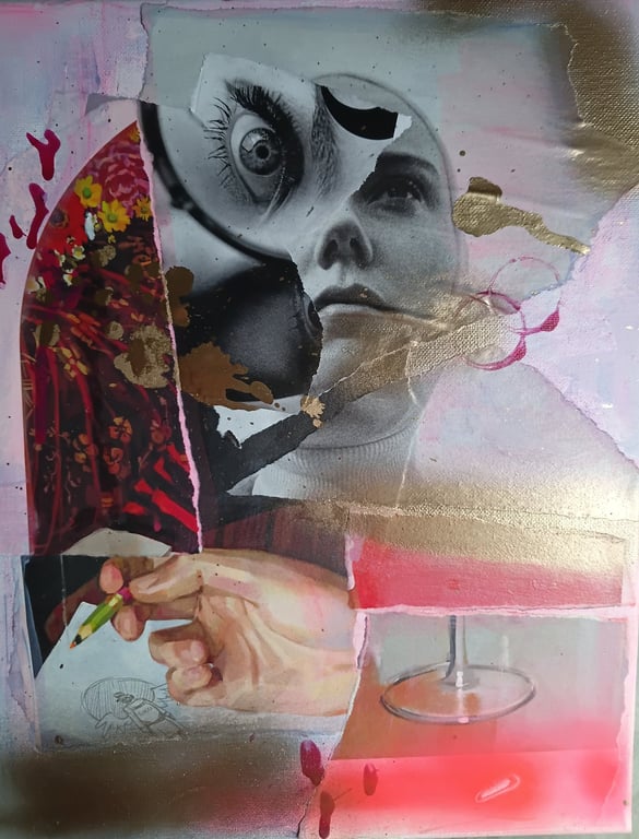 Pieces of Red. Seeing and Creating. 28cm on 35cm