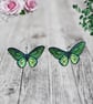 Butterfly Earrings - Exquisite Green & Yellow Butterfly Earrings