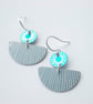 Semi circle earrings in grey and turquoise 