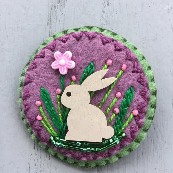 Hand Embroidered Blossom Brooch