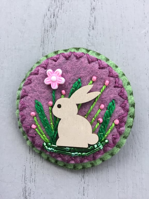 Hand Embroidered Blossom Brooch