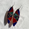 LEAF-SHAPED CLOISONNE ENAMELLED EARRINGS