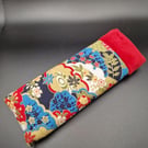 Handmade Japanese Cotton Glasses Case - Blue, Red, Gold & White
