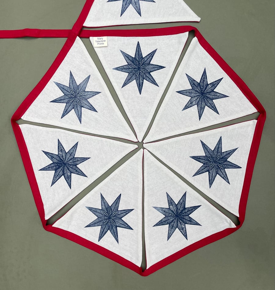 Star Bunting- Handmade Linoprint 