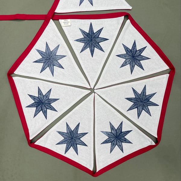 Star Bunting- Handmade Linoprint 