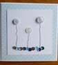 Pack of 3 Mini Blank Cards - Pastel Blue Button Flowers and Sequins - Image 4