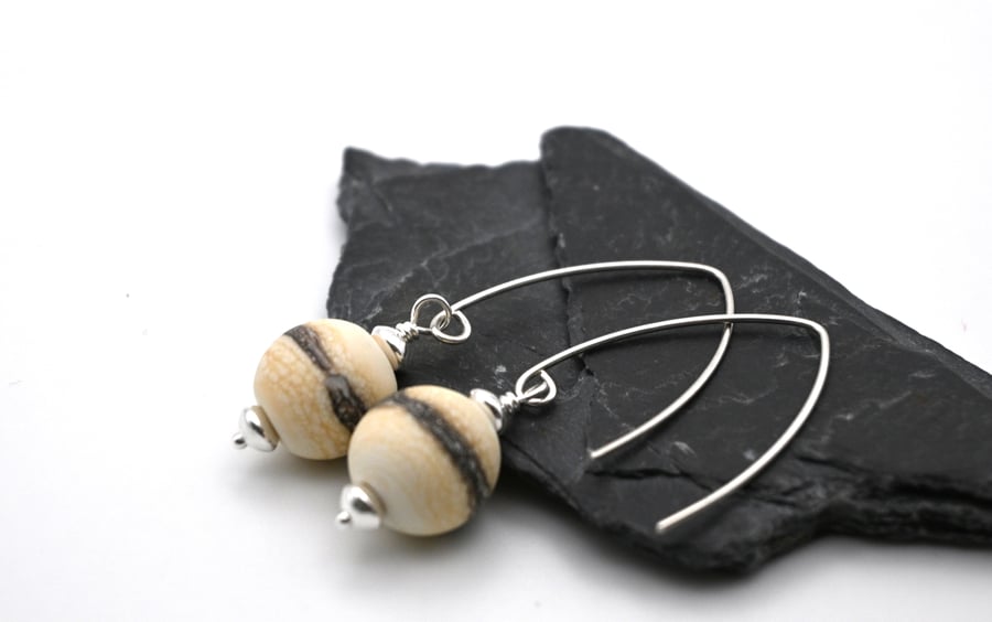 ivory sphere glass earrings