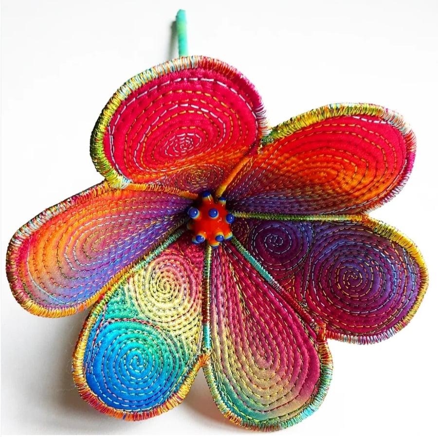 Rainbow Textile Art Flower