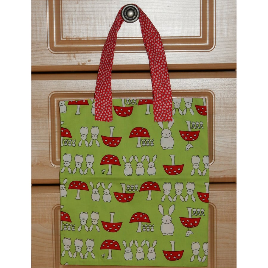 Tote bag with rabbits and toadstools Folksy