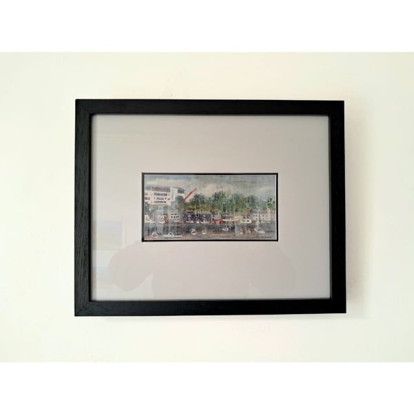 Framed Painting Richmond Walk Devonport Plymouth Mixed Media on Yupo paper 