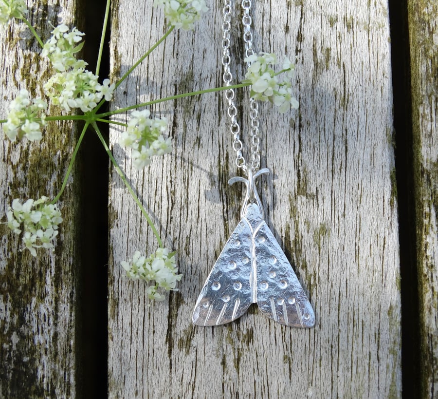 Midsummer moth recycled silver pendant