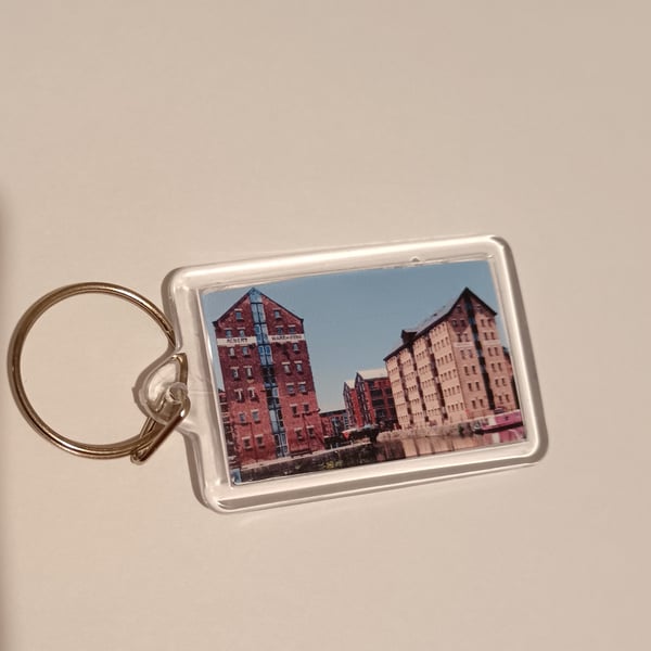 Gloucester Docks River View Photography Keyring 