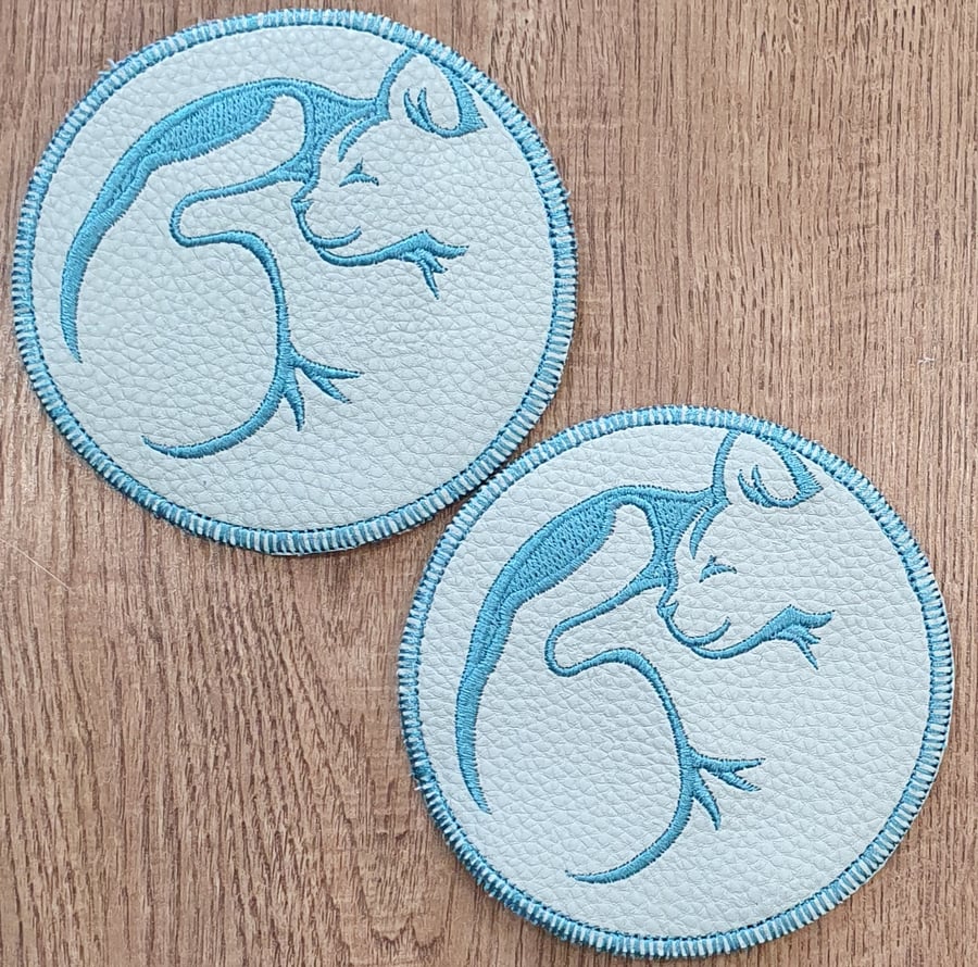 Faux leather cat coaster set of 2
