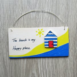 Wooden mini plaque – The beach is my happy place